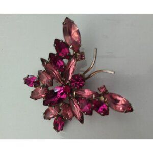 JULIANA SHADES OF PINK RHINESTONE FIGURAL BUTTERFLY BROOCH